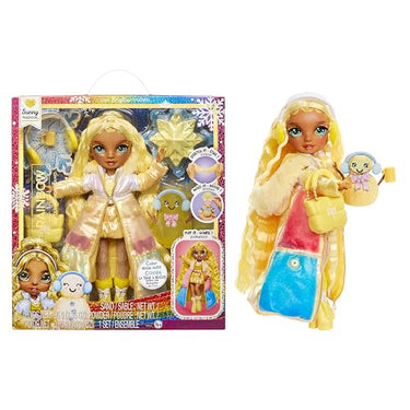 Rainbow High Winter Wonderland - Sunny (Gelb) - 28 cm Modepuppe, mit Verstecktem Magischem Schnee, der Sich mit Wasser Aufbauscht, mit Schneemann-Set, Geeignet für Kinder von 4-12 Jahre und Sammler im Sale